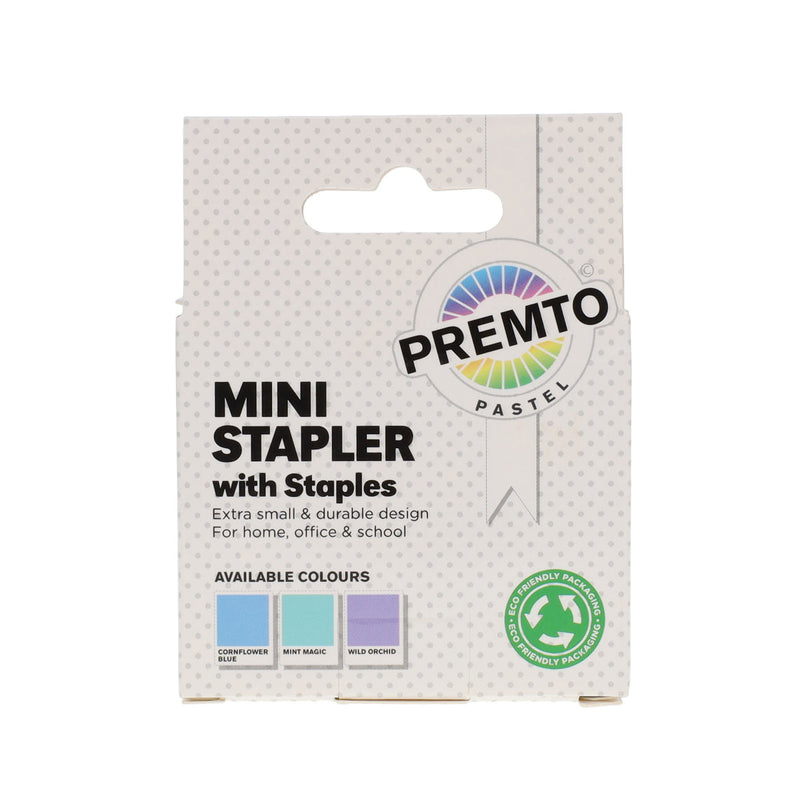 Premto Mini Stapler & 1000 26/6 Staples - Pastel - Mint Magic