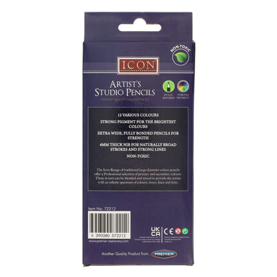 Icon Artist's Studio Superior Colour Pencils - 4mm Nib - Pack of 12