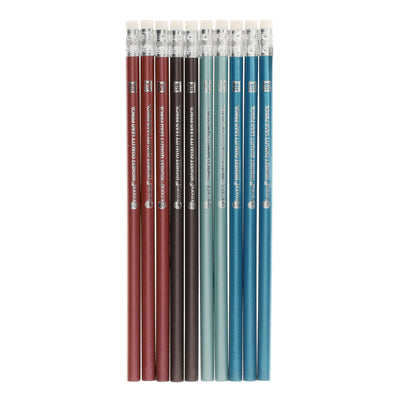 Ormond Wallet of 10 HB Eraser Tipped Pencils - Metallic