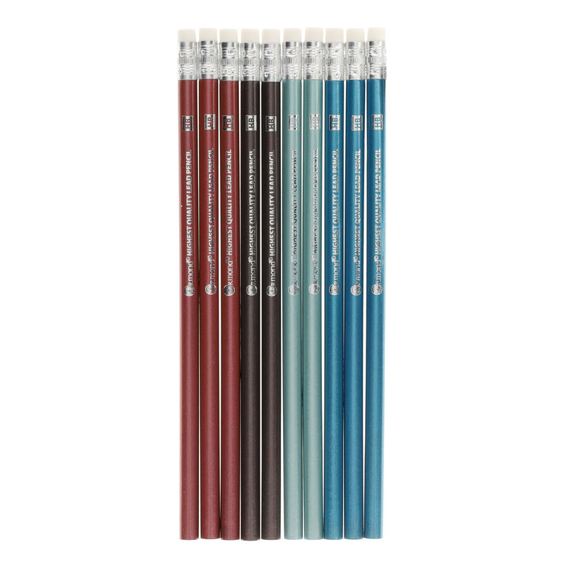 Ormond Wallet of 10 HB Eraser Tipped Pencils - Metallic