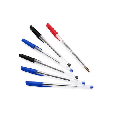 Pro:Scribe Ballpoint Pens - Blue, Red, Black Ink - Pack of 6