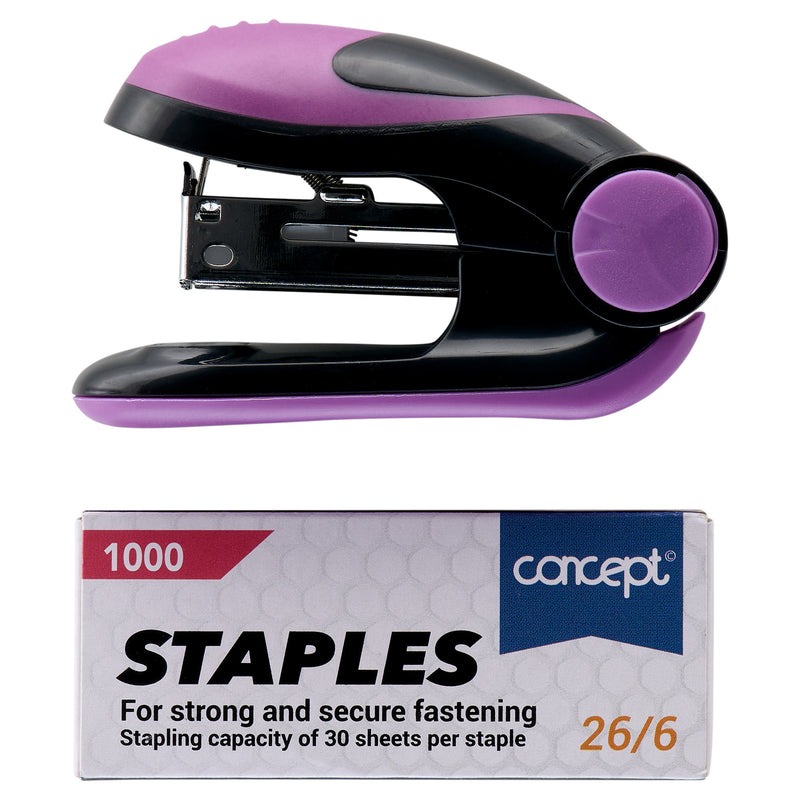 Concept Mini Stapler & Staples Set - Purple