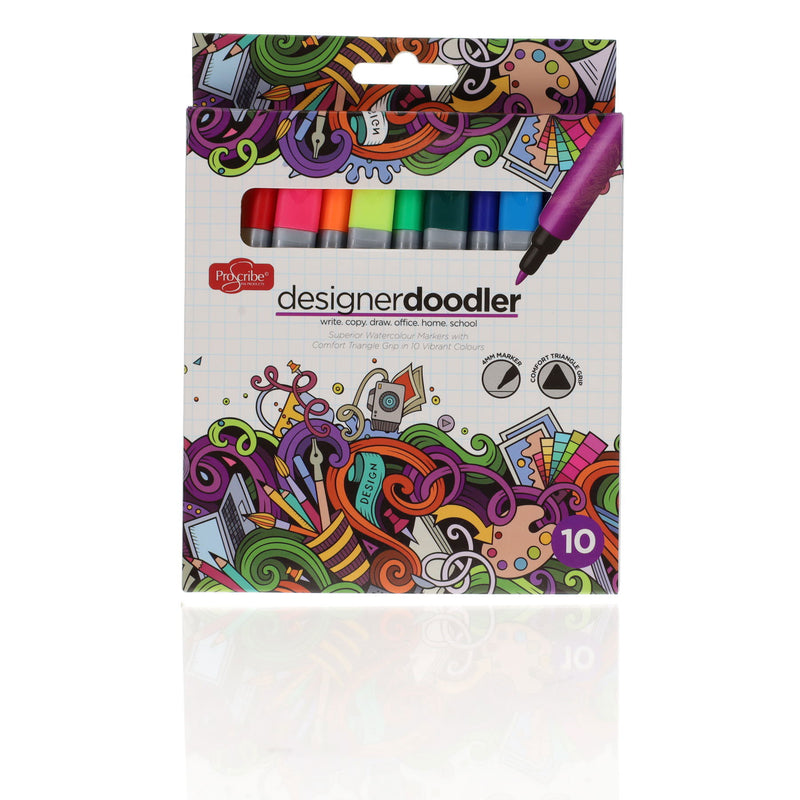 Pro:Scribe Design Doodler Watercolour Markers - Pack of 10