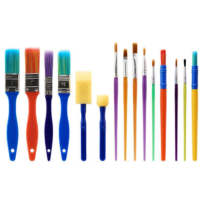 World of Colour Colourful Paint Brushes & Sponges - Set of 15