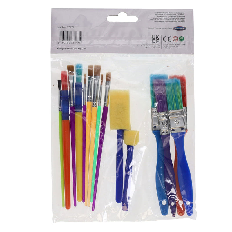 World of Colour Colourful Paint Brushes & Sponges - Set of 15