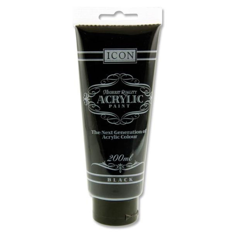 Icon Highest Quality Acrylic Paint - 200 ml - Black