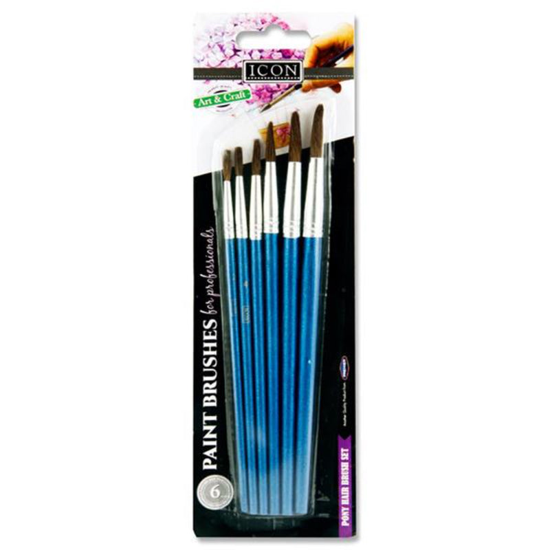 Icon Professional Paint Brushes - Pony Hair - Set of 6