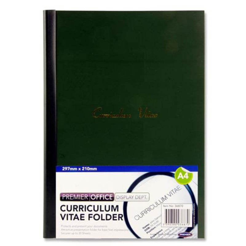 Premier Office A4 Curriculum Vitae File Covers - Suitable for CVs - Green