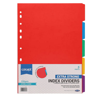 Concept Extra Strong Subject Dividers - 230gsm - 5 Tabs