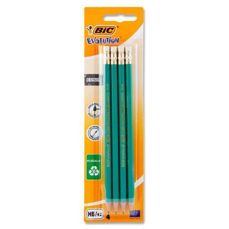 BIC Evolution HB Eraser Tipped Pencils - Pack of 4