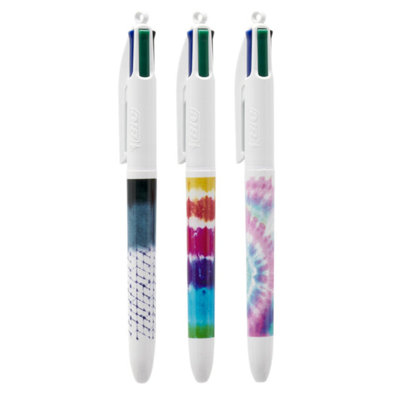 BIC 4 Colour Ballpoint Pens Tie Dye Decor - Pack of 3