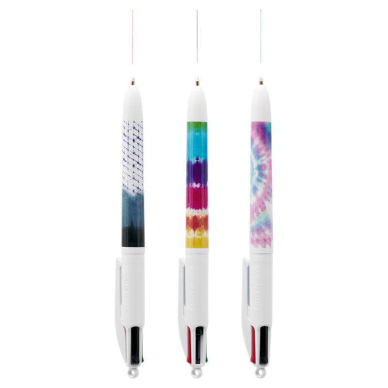 BIC 4 Colour Ballpoint Pens Tie Dye Decor - Pack of 3
