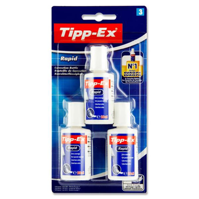 Tipp-Ex Rapid Correction Fluid - Pack of 3