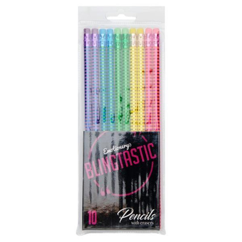 Emotionery Blingtastic Pencils with Erasers - Shine - Pack of 10