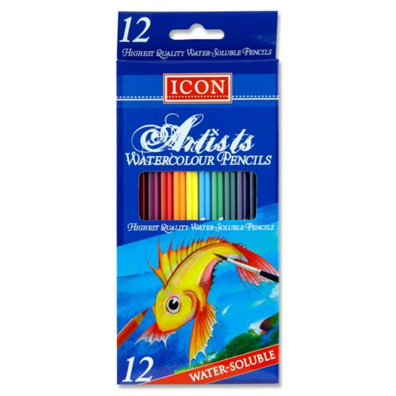 Icon Artists Watercolour Pencils - Water Soluble - Pack of 12