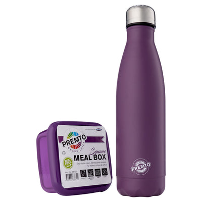 Premto Snack Box & Stainless Steel Bottle - Grape Juice Purple