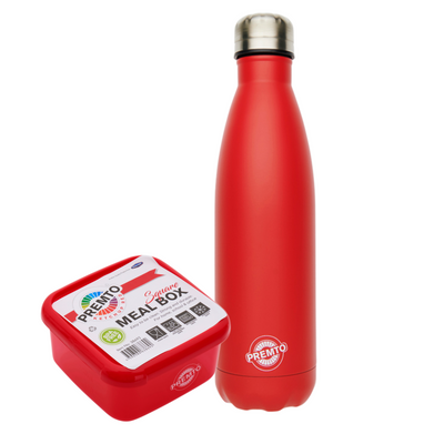 Premto Snack Box & Stainless Steel Bottle - Ketchup Red