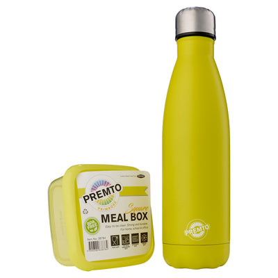 Premto Snack Box & Stainless Steel Bottle - Pastel - Primrose Yellow