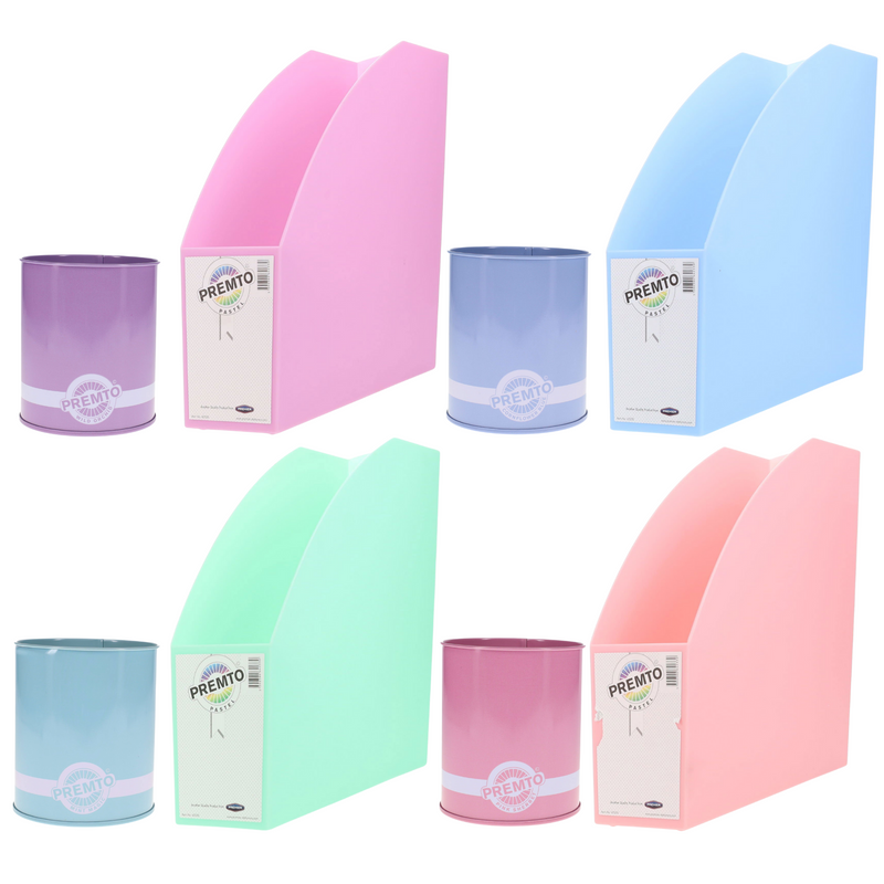 Premto Multipack | Pastel Pen Pot and Magazine File - Pack of 8