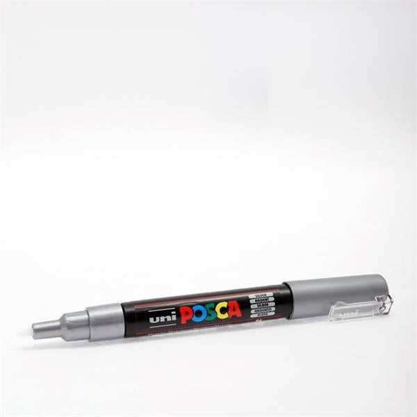 Uni Posca PC-1M 0.7mm Round Tip Ultra Fine Permanent Marker - Silver