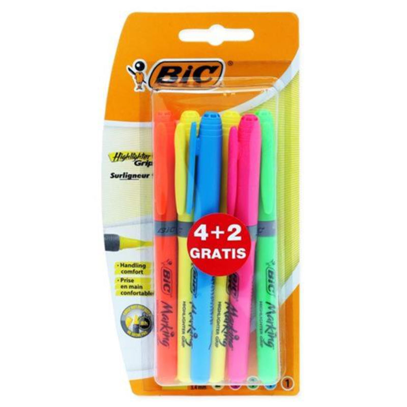 BIC Grip Highlighter Pen - 4+2