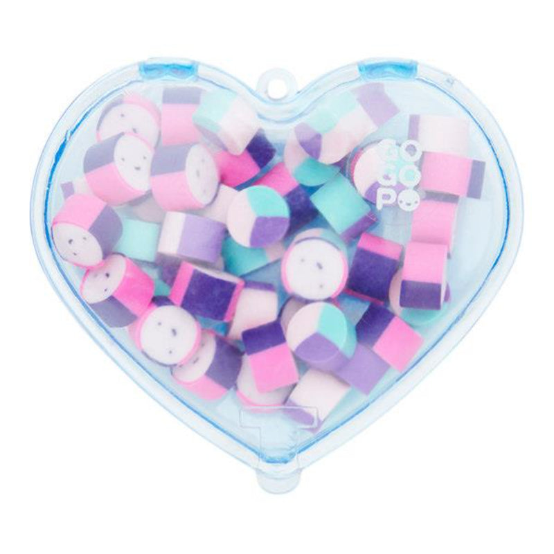 GOGOPO Mini Erasers in Heart Case - Blue Heart