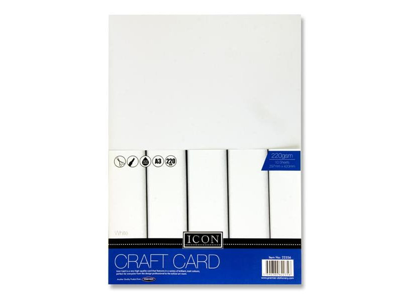 Icon A3 Craft Card - 220gsm - White - Pack of 10