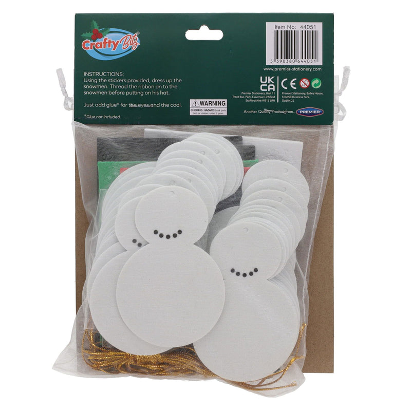 Crafty Bitz Christmas Crafting - Snowman Tree Decorations Pack of 24