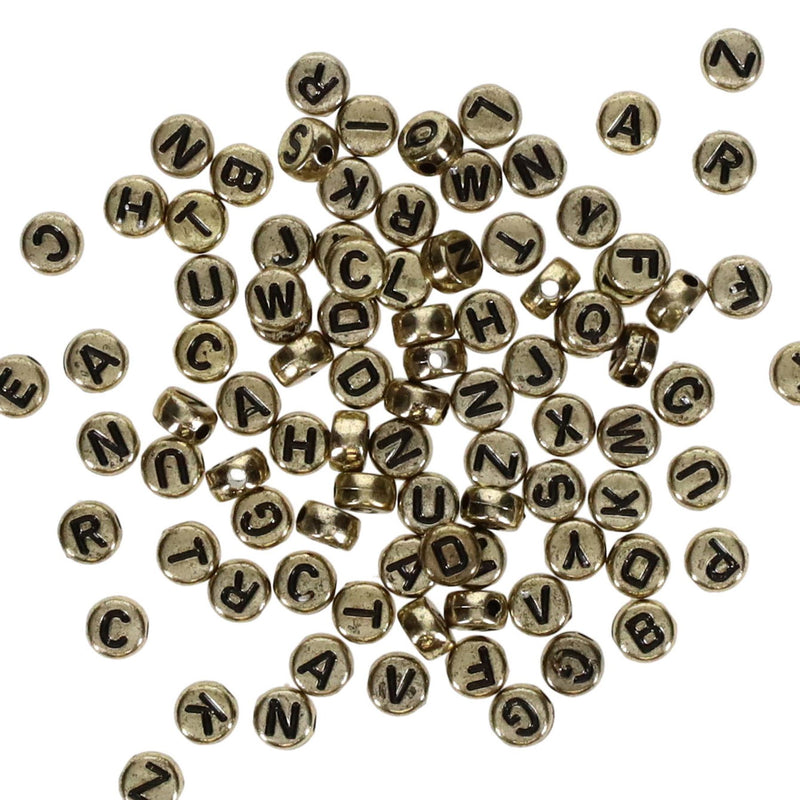Crafty Bitz Alpha Beads - Gold - 7mm