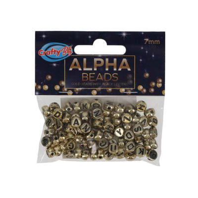 Crafty Bitz Alpha Beads - Gold - 7mm