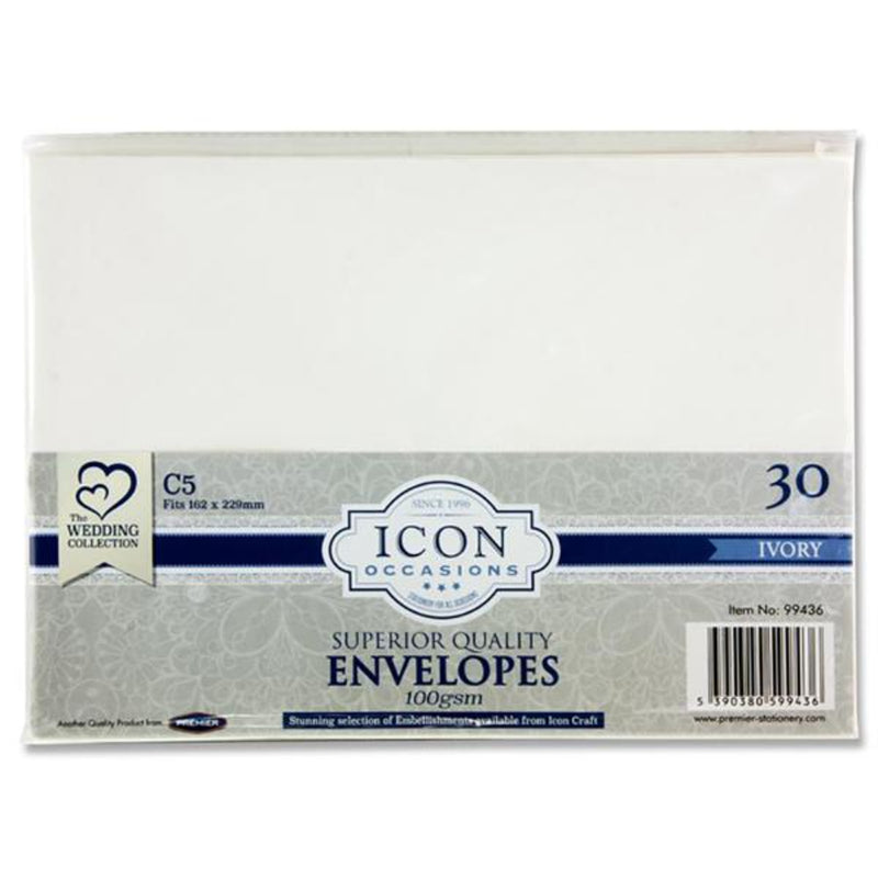 Icon Occasions C5 Envelopes - 100gsm - Ivory - Pack of 30