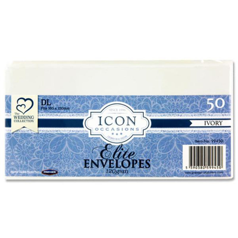 Icon Occasions DL Envelopes - 120gsm - Ivory - Pack of 50