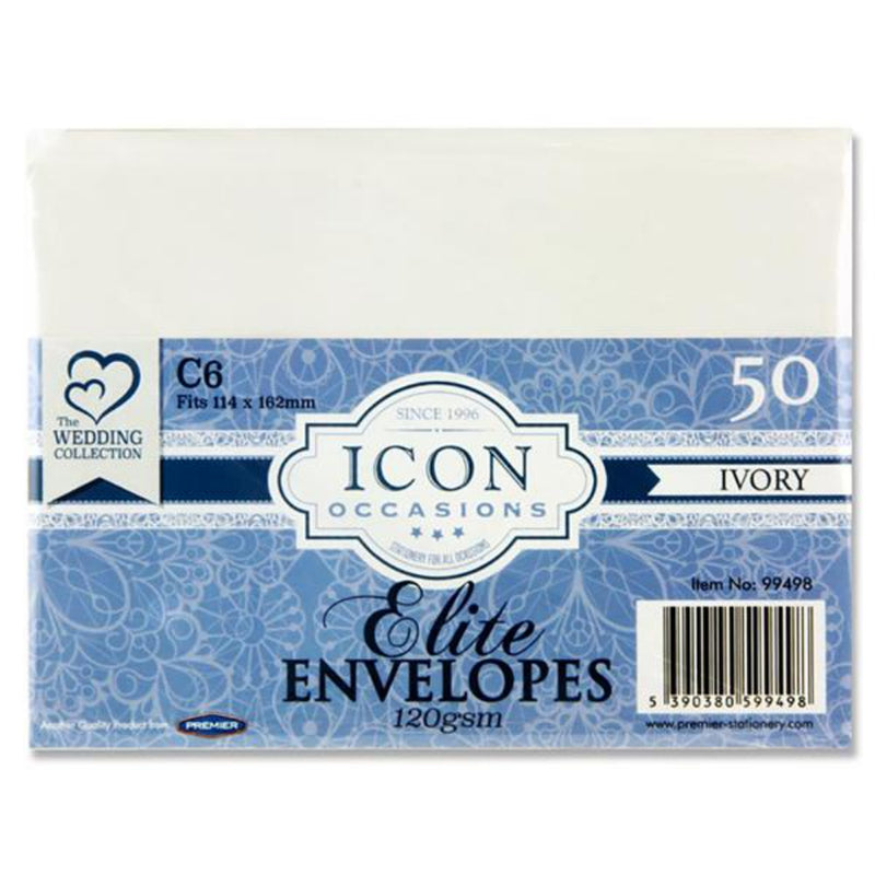 Icon Occasions C6 Envelopes - 120 gsm - Ivory - Pack of 50