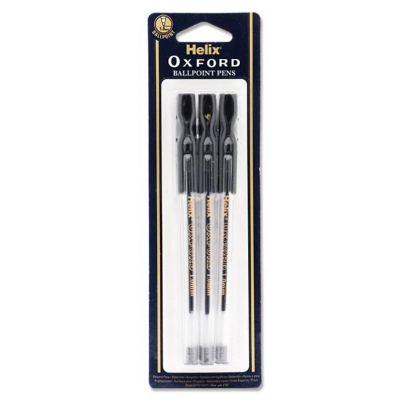 Helix Oxford Ballpoint Pen - Black Ink - Pack of 6
