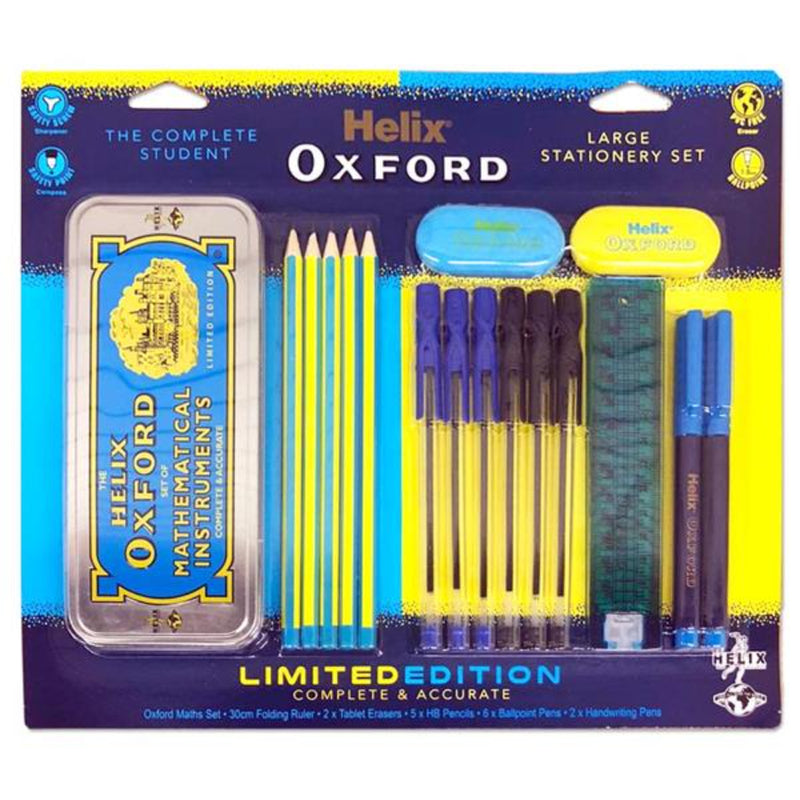 Helix Oxford Complete Student Stationery Set - Blue - 17 Pieces