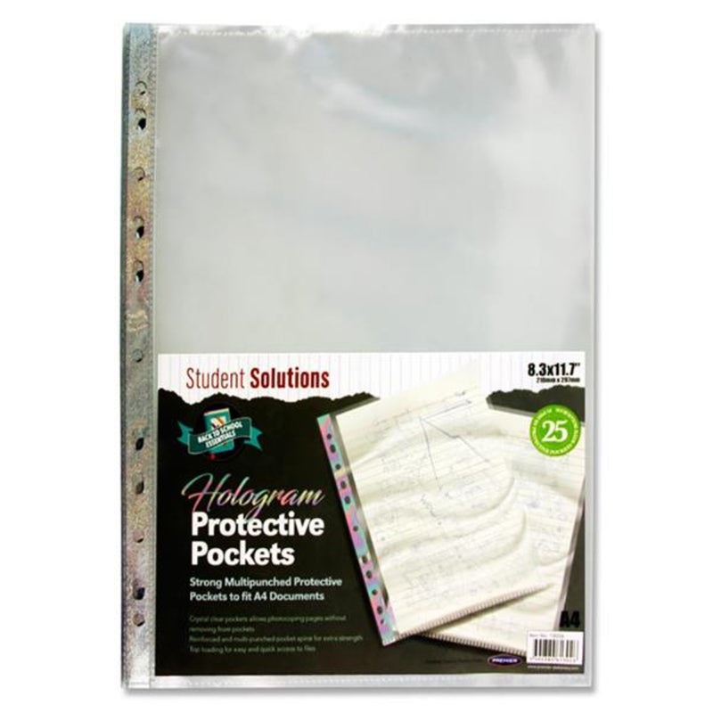 Student Solutions A4 Protective Pockets - Holographic Spine - Pack of 25