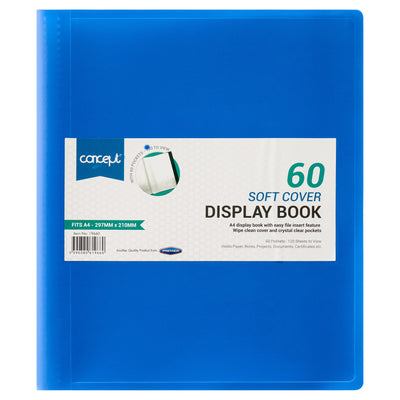 Concept A4 Display Book - Blue Soft Cover - 60 Pockets