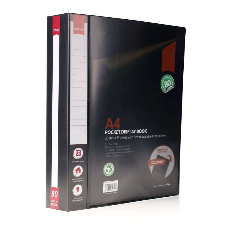 Concept A4 Display Book - Black - 80 Pocket