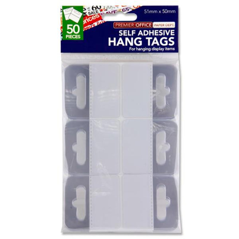 Premier Office 51x50mm Adhesive Euro Hole Hang Tags - Pack of 50