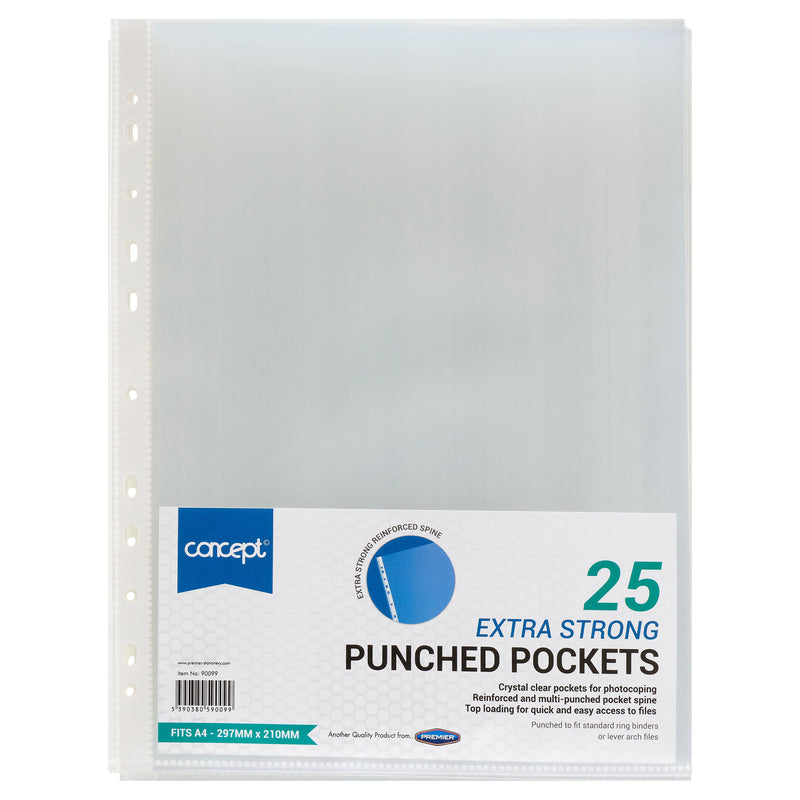 Premier Office A4+ Extra Strong Protective Punched Pockets - Pack of 25
