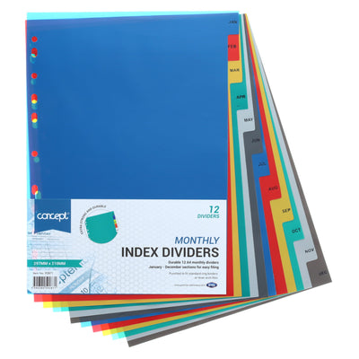 Concept A4 Monthly Subject Dividers - 12 Tabs