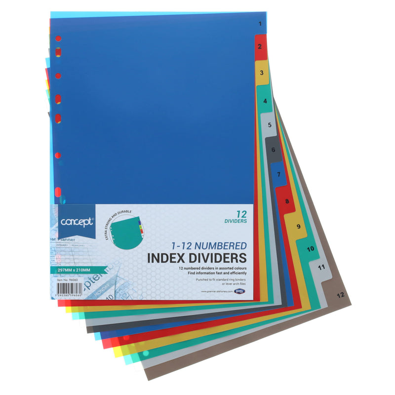 Concept A4 Numbered 1-12 Subject Dividers