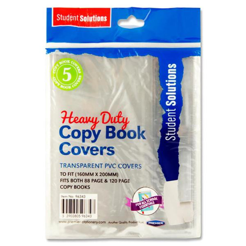 Student Solutions 160x200mm Heavy Duty Copy Book Covers - Pack of 5