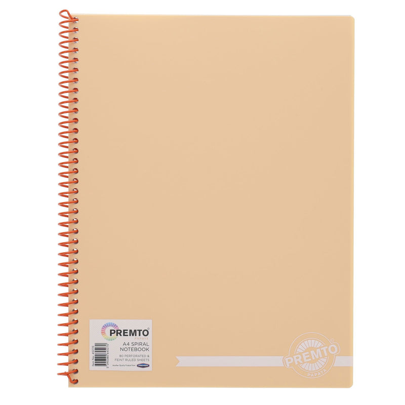 Premto Pastel A4 Spiral Notebook PP - 160 Pages - Papaya