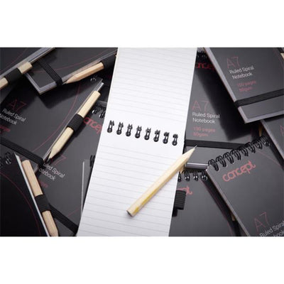 Concept A7 Spiral Pocket Notebook with Pencil - 100 Pages