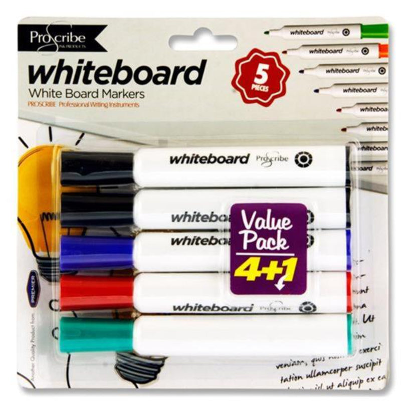 Pro:Scribe Dry Wipe Markers - Pack of 5
