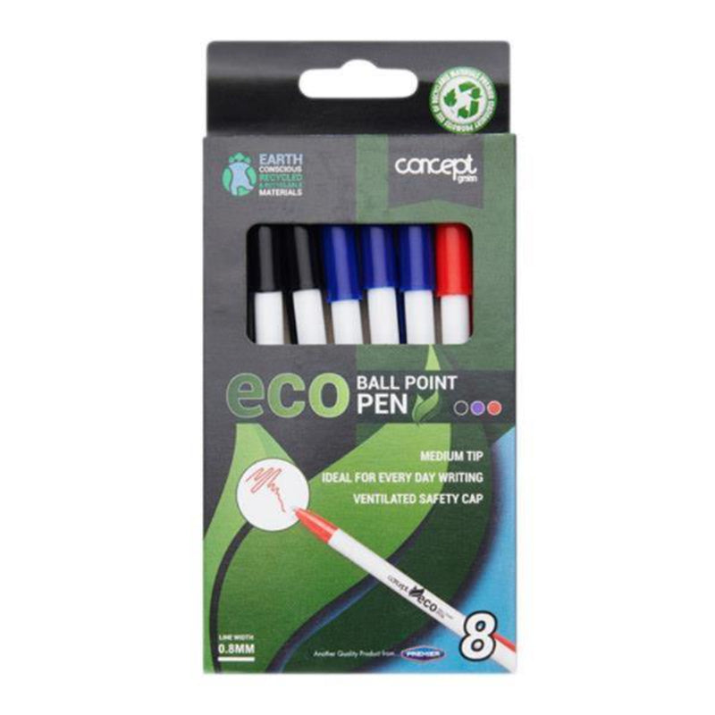 Concept Green Eco 0.8mm Ballpoint Pens - Box of 8