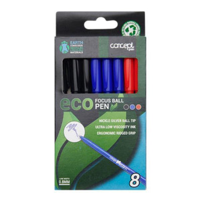 Concept Green Eco Focus 0.8mm Ballpoint Pens - Box of 8