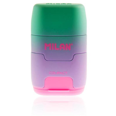 milan-compact-twin-hole-sharpener-eraser-sunset-green|Stationery Superstore