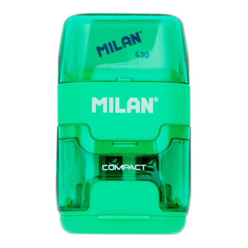 Milan Compact Twin Hole Sharpener & Eraser - Green
